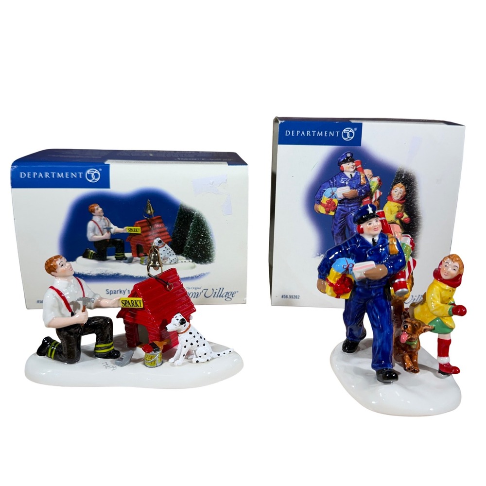 Dept 56 Snow Village Sparky's New Doghouse & Something For Me? Figurines Set